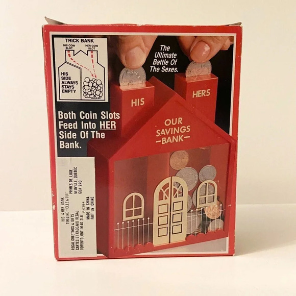 Vintage JSNY  His N Hers Savings Bank Trick Coin Bank - Picture 13 of 14